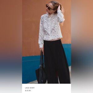 Zara, Lace Shirt, White, Size S, Brand New